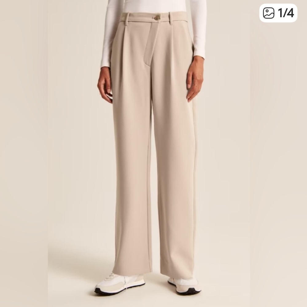 Abercrombie & Fitch Tailored Menswear Dad Pants Tan Crossover Waist Straight Leg